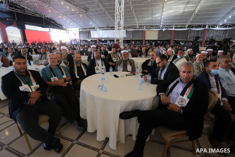 Palestinians participate in a ceremony to honor the memorizers of the Holy Koran, in Gaza city on October 26, 2021. Photo by Omar Ashtawy