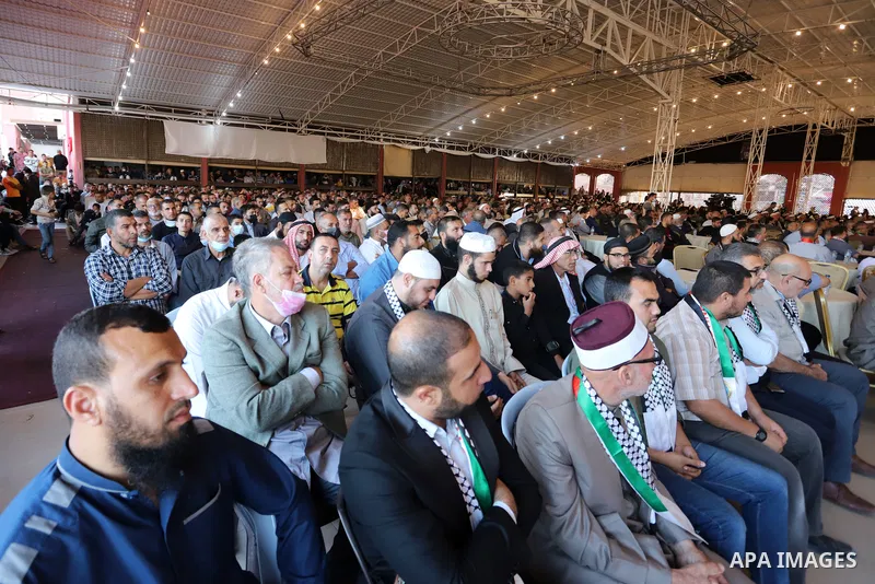 Palestinians participate in a ceremony to honor the memorizers of the Holy Koran, in Gaza city on October 26, 2021. Photo by Omar Ashtawy