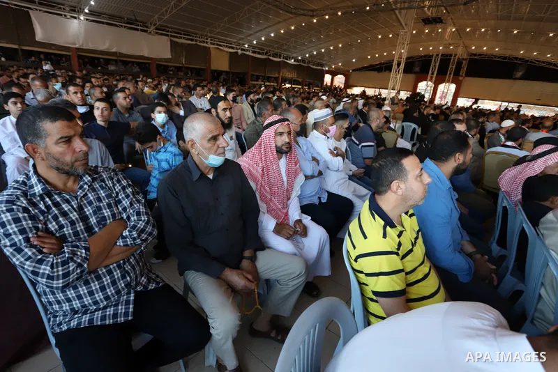 Palestinians participate in a ceremony to honor the memorizers of the Holy Koran, in Gaza city on October 26, 2021. Photo by Omar Ashtawy