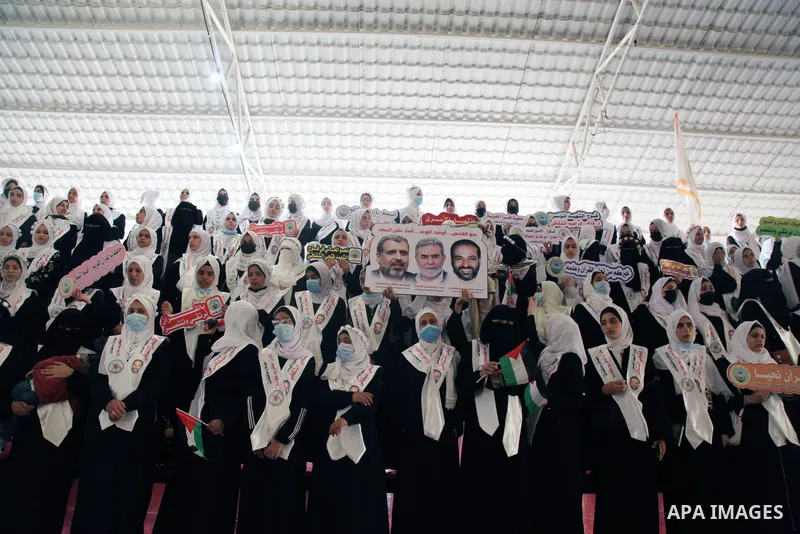 Palestinians participate in a ceremony to honor the memorizers of the Holy Koran, in Gaza city on October 26, 2021. Photo by Omar Ashtawy