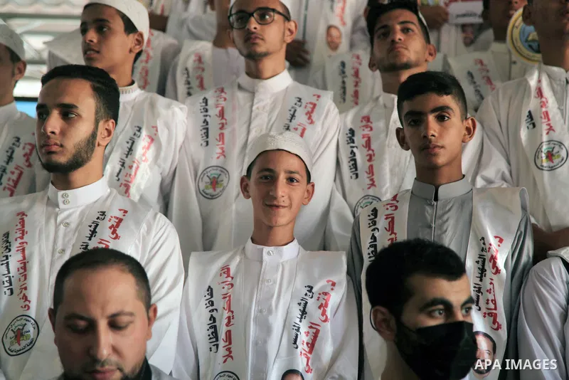 Palestinians participate in a ceremony to honor the memorizers of the Holy Koran, in Gaza city on October 26, 2021. Photo by Omar Ashtawy