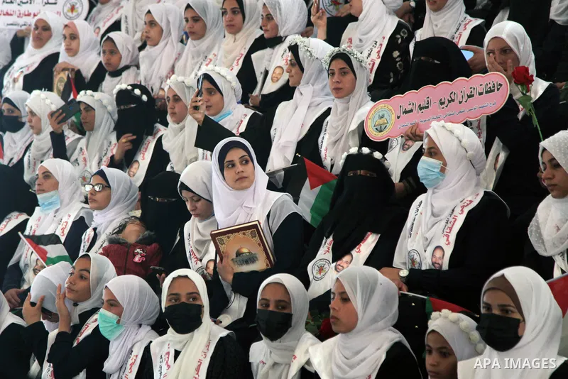 Palestinians participate in a ceremony to honor the memorizers of the Holy Koran, in Gaza city on October 26, 2021. Photo by Omar Ashtawy