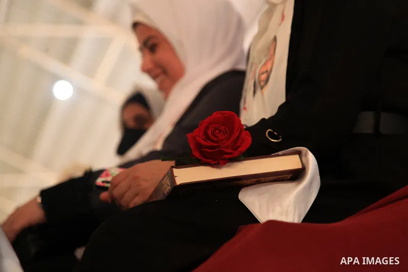 Palestinians participate in a ceremony to honor the memorizers of the Holy Koran, in Gaza city on October 26, 2021. Photo by Omar Ashtawy