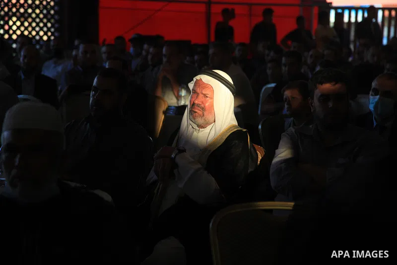 Palestinians participate in a ceremony to honor the memorizers of the Holy Koran, in Gaza city on October 26, 2021. Photo by Omar Ashtawy