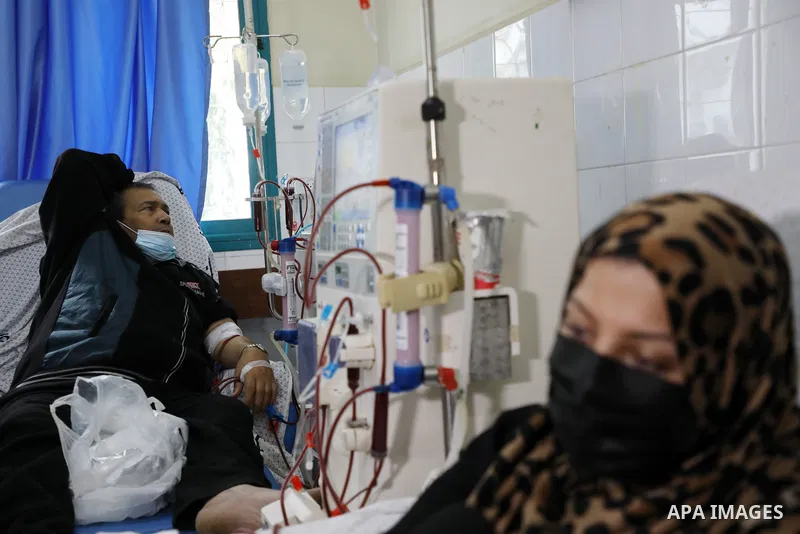 Palestinian patients are seen at a kidney dialysis unit of the al-Shifa Hospital in Gaza City among medicine shortage on October 28, 2021. Gaza Ministry of Health (MOH) declared Erythropoietin injections are out of stock...