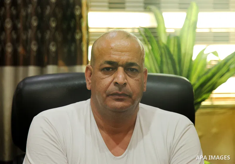 Marwan Al-Helou, head of the Syndicate of Poultry Breeders in the Gaza Strip speaks during an interview with APA agency, in Gaza city, on August 14, 2021. Al-Helou said about the crisis of poultry farmers suffering from...