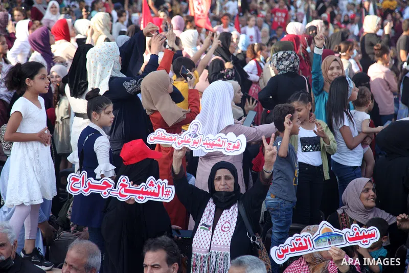 Palestinian supporters of the Popular Front for the Liberation of Palestine (PFLP) take part in a rally marking the The 20th anniversary of the killing of Abu Ali Mustafa, leader of (PFLP), in Gaza city on August 14, 202...