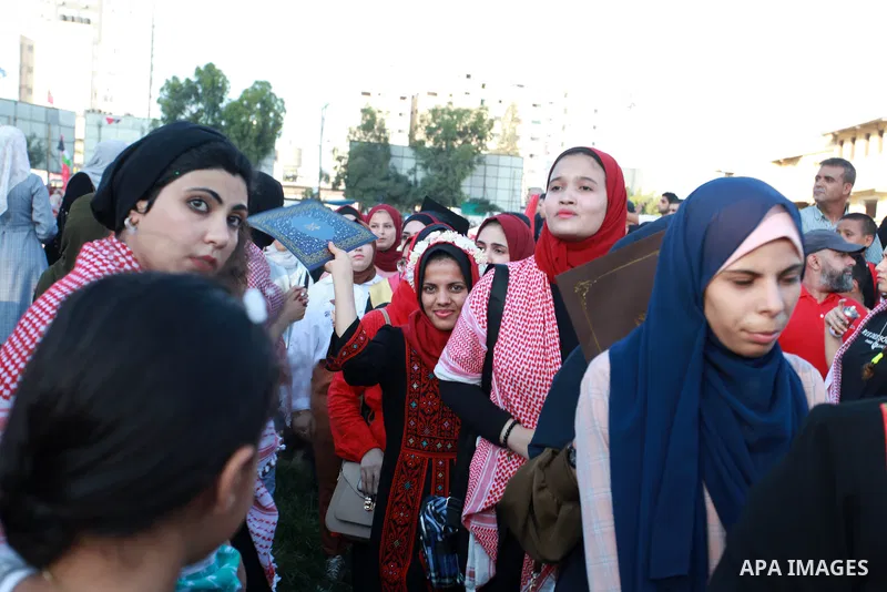 Palestinian supporters of the Popular Front for the Liberation of Palestine (PFLP) take part in a rally marking the The 20th anniversary of the killing of Abu Ali Mustafa, leader of (PFLP), in Gaza city on August 14, 202...