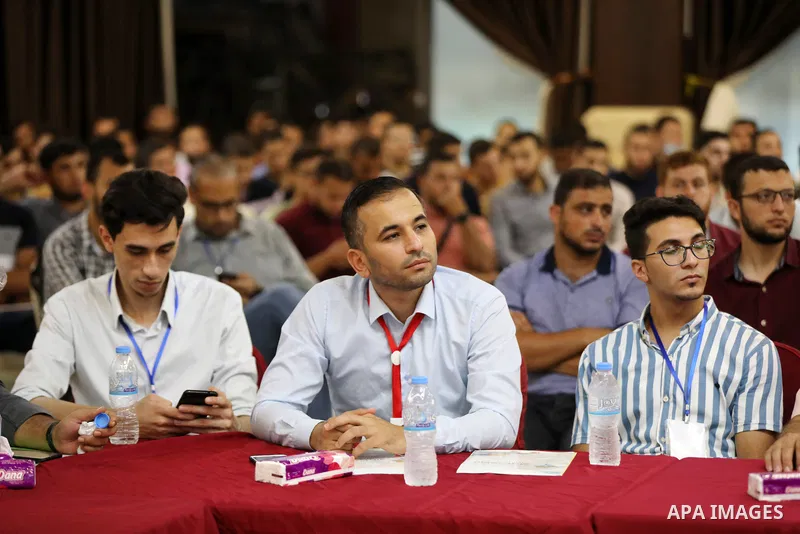 Palestinians attend the Palestinian Youth Conference in Gaza City, on July 27, 2021. Photo by Ashraf Amra