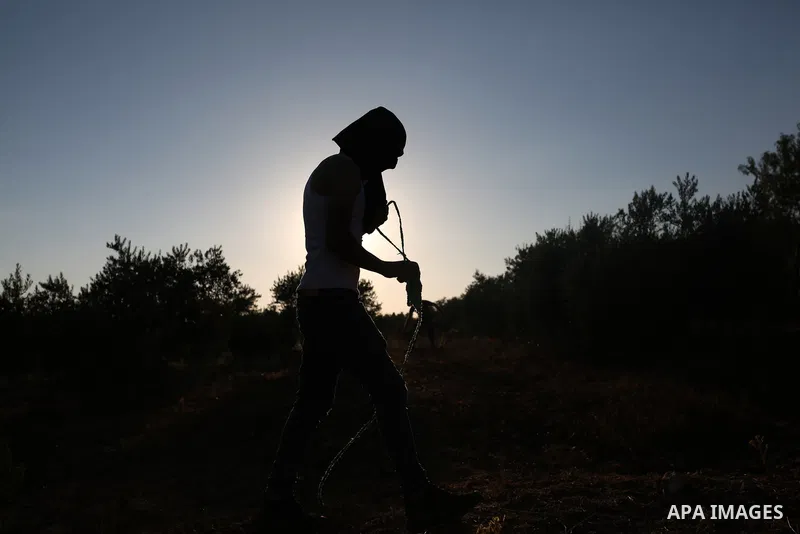 Palestinian protesters take part in a demonstration against the newly built Israeli settlers' outpost of Eviatar in the town of Beita, near the occupied West Bank city of Nablus, on June 24, 2021. Photo by Shadi Jarar'ah