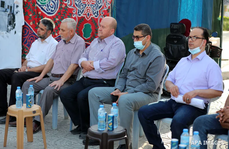 Palestinian journalists take part during discussion session on media performance during the recent Israeli military escalation, as a part of "Witness to the crime" exhibition, in Gaza city on June 10, 2021. Photo by Stri...