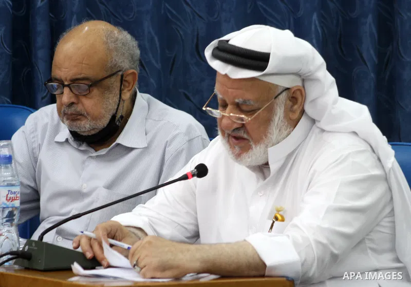 Palestinian Members of Legislative Council, attend a meeting at the legislative council, in Gaza city on June 9, 2021. Palestinians mark "Naksa Day" to mourn the 54th anniversary of Israel's occupation of the West Bank a...