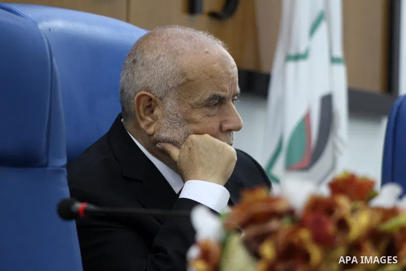 Deputy of the Legislative Council, Ahmed Bahar speaks during a meeting at the legislative council, in Gaza city on June 9, 2021. Palestinians mark "Naksa Day" to mourn the 54th anniversary of Israel's occupation of the W...