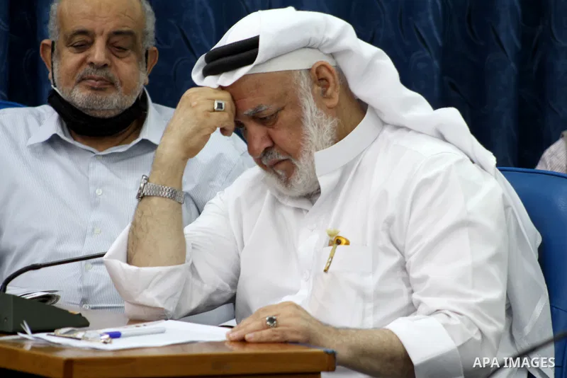 Palestinian Members of Legislative Council, attend a meeting at the legislative council, in Gaza city on June 9, 2021. Palestinians mark "Naksa Day" to mourn the 54th anniversary of Israel's occupation of the West Bank a...