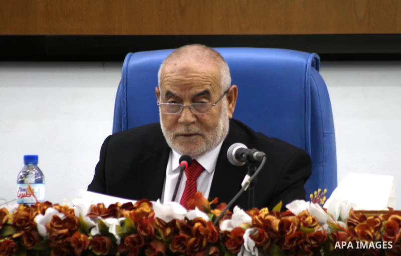 Deputy of the Legislative Council, Ahmed Bahar speaks during a meeting at the legislative council, in Gaza city on June 9, 2021. Palestinians mark "Naksa Day" to mourn the 54th anniversary of Israel's occupation of the W...