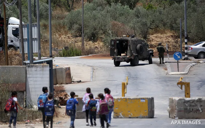 Israeli forces close the entrance of Beita town, south of the northern West Bank city of Nablus, on June 7, 2021. The closure of the town came just two days after Israeli forces cracked down on a peaceful rally in the to...