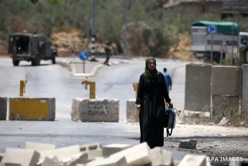 Israeli forces close the entrance of Beita town, south of the northern West Bank city of Nablus, on June 7, 2021. The closure of the town came just two days after Israeli forces cracked down on a peaceful rally in the to...
