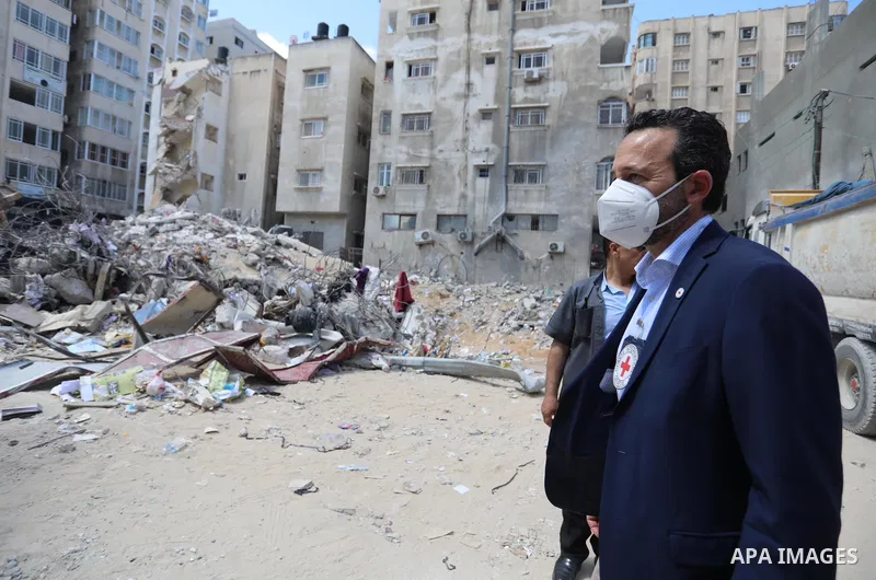 Robert Mardini, Director General of the International Committee of the Red Cross (ICRC), visits a house destroyed in Israeli air strikes during Israeli-Palestinian fighting, in Gaza City June 2, 2021. Of the 2.5 million...