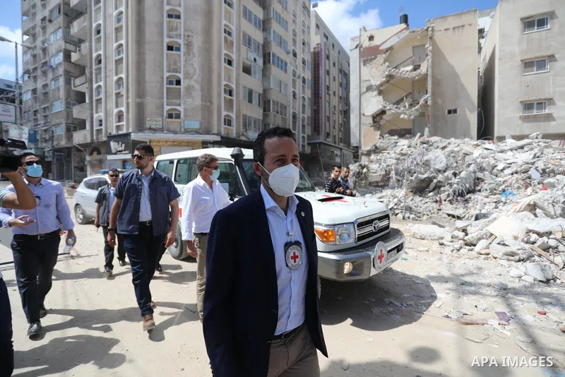 Robert Mardini, Director General of the International Committee of the Red Cross (ICRC), visits a house destroyed in Israeli air strikes during Israeli-Palestinian fighting, in Gaza City June 2, 2021. Of the 2.5 million...