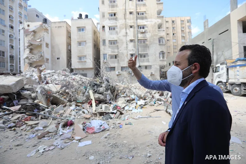 Robert Mardini, Director General of the International Committee of the Red Cross (ICRC), visits a house destroyed in Israeli air strikes during Israeli-Palestinian fighting, in Gaza City June 2, 2021. Of the 2.5 million...