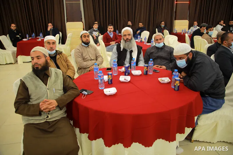 Palestinians celebrate the Islamic holiday of Isra Mi'raj, in Gaza city of March 10, 2021. The holiday marks what Muslims believe is the Prophet Mohammad's journey from Mecca to Jerusalem and it is believed to be followe...