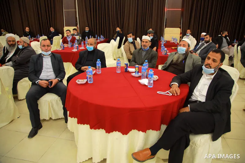 Palestinians celebrate the Islamic holiday of Isra Mi'raj, in Gaza city of March 10, 2021. The holiday marks what Muslims believe is the Prophet Mohammad's journey from Mecca to Jerusalem and it is believed to be followe...