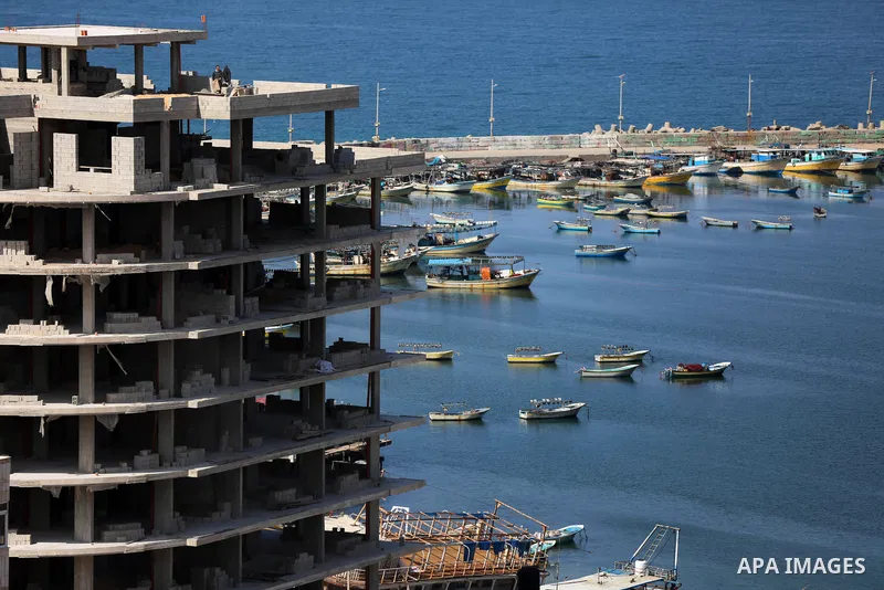 A general view shows the sea port of Gaza city, on March 8, 2021. The fishermen's Union announces the suspension of fishing in the Gaza Strip until next Tuesday morning, in solidarity with the three Palestinian fishermen...