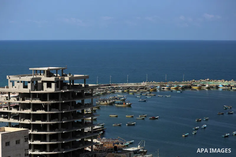 A general view shows the sea port of Gaza city, on March 8, 2021. The fishermen's Union announces the suspension of fishing in the Gaza Strip until next Tuesday morning, in solidarity with the three Palestinian fishermen...
