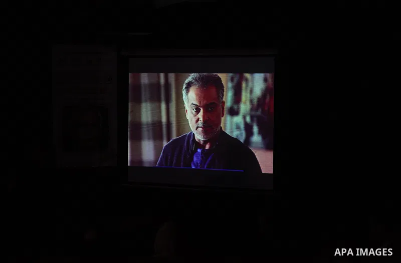 Palestinians attend Al-Awda International Film Festival, under the slogan of "Don't break up with the right to return" in Gaza city, on February 28, 2021. "The Return International Film Festival" is the fourth session of...