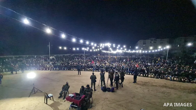 Palestinians attend a memorial service Mohammed Al Naem, who shot dead by Israeli forces, in Khan Yunis in the southern Gaza Strip on February 26, 2021. Al-Naem was killed shot dead by Israeli forces after he was suspect...