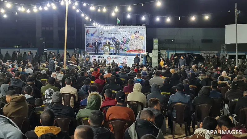 Palestinians attend a memorial service Mohammed Al Naem, who shot dead by Israeli forces, in Khan Yunis in the southern Gaza Strip on February 26, 2021. Al-Naem was killed shot dead by Israeli forces after he was suspect...