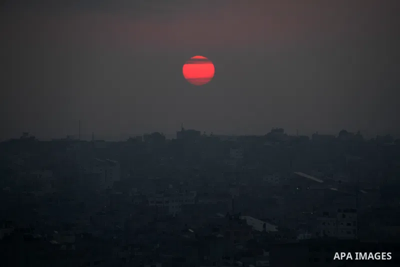 A general view shows the Gaza city during a Sunrise, on January 10, 2021. In a written statement, the Palestinian Health Ministry said 8 more people have died from the virus in the last 24 hours in Gaza strip and that 44...