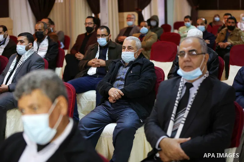 Palestinians attend the first anniversary of the death of the commander of the general Qasim Soleimani, in Gaza City on January 4, 2020. One year after US forces assassinated Iran’s most storied commander, tensions are b...