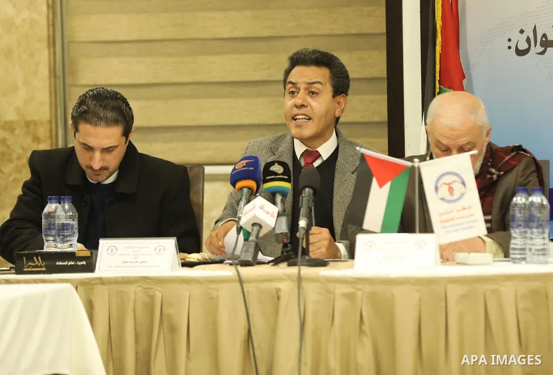 Palestinians attend the legal workshop in Gaza City on February 7, 2022. The embattled leaders of the PLO held a rare meeting -- the first in four years-- to fill key roles that could hint at a favoured successor for 86-...
