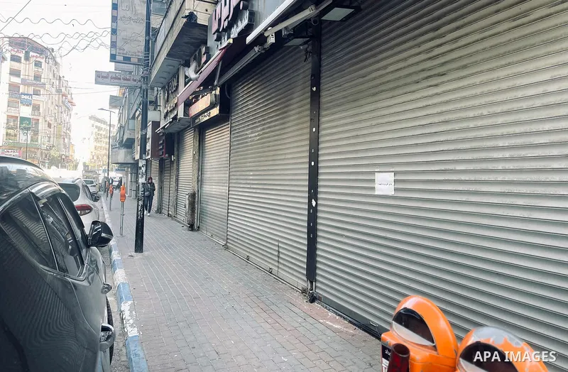 A view shows closed shops during a general strike in the West Bank city of Ramallah, on February 9, 2022. Three Palestinians were killed by Israeli forces in Nablus yesterday during what Israel described as an operation...