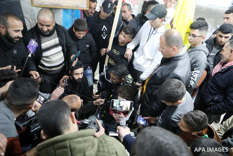 Hisham Abu Hawash a Palestinian prisoner who was on a hunger strike lasted 141 days, in an Israeli prison, is greeted by his relatives and friends upon his release, in the village of Dura, west the West Bank town of Hebr...