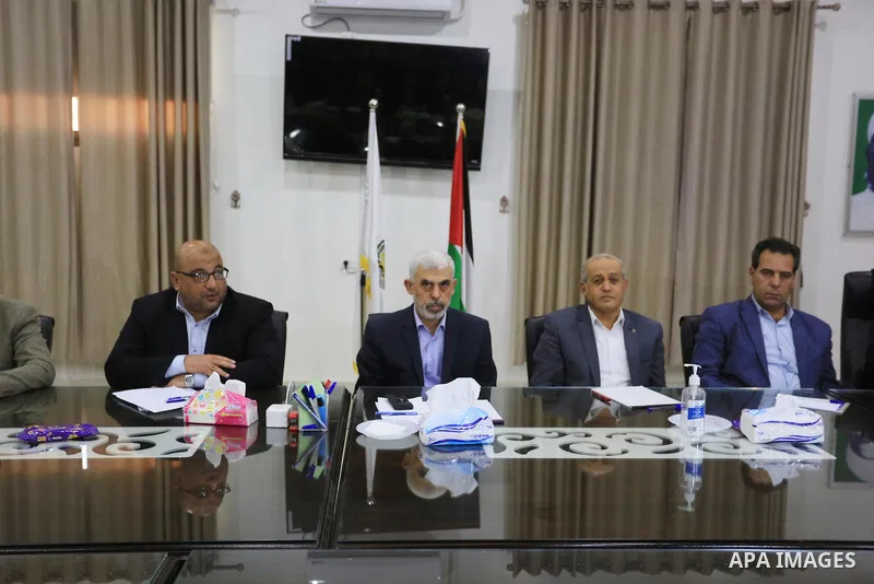 Members of Palestinian factions attend a meeting in Gaza City, after the heightened tension in the West Bank and Jerusalem on April 13, 2022. Photo by Ashraf Amra
