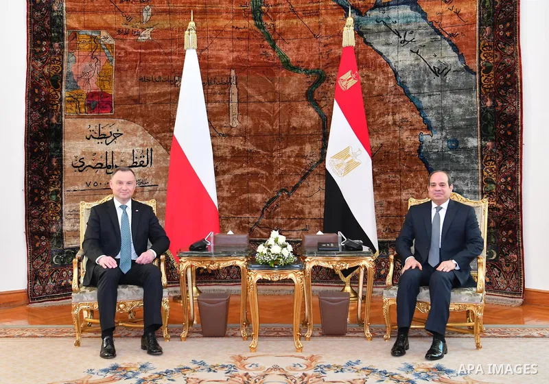 Egypt's President Abdel Fattah el-Sisi meets with Andrzej Duda, President of the Republic of Poland, in Cairo, Egypt on May 30, 2022. Photo by Egyptian President Office