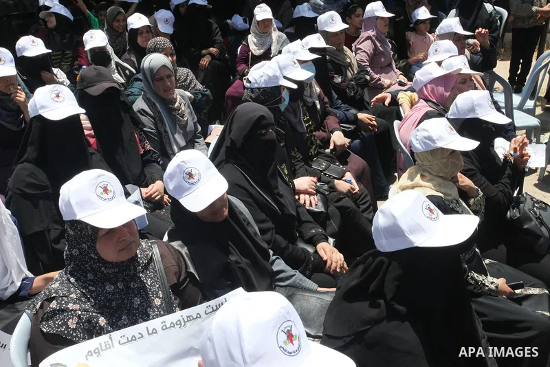 Palestinian supporters of Islamic Jihad movements take part in a protest in solidarity with prisoners in Israeli Jails in front of Red Cross office in Gaza city on June 8, 2022. Israel's widely criticized administrative...