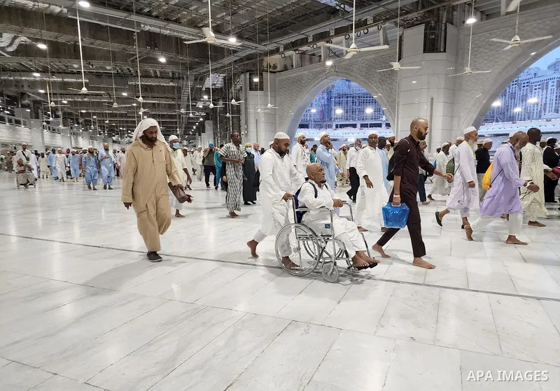 Muslim pilgrims perform Tawaf during the annual Haj pilgrimage, in the holy Saudi city of Mecca, during annual Hajj pilgrimage, on June 23, 2022. Annual Saudi Arabia welcomed its first batch of hajj pilgrims since before...