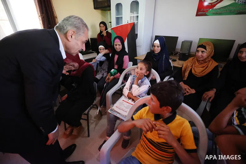 Palestinian Prime Minister Mohammed Ishtayeh visits the village of Masafer Yatta, south of Hebron, in the West Bank on June 26, 2022. Recently, Israeli High Court decided that approved the eviction of roughly 1,000 Pales...