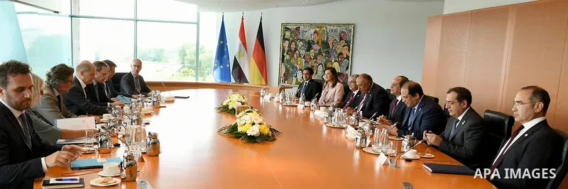 Egyptian President Abdel Fattah al-Sisi meets with German Chancellor Olaf Scholz in Berlin, German on July 18 2022. Photo by Egyptian President Office