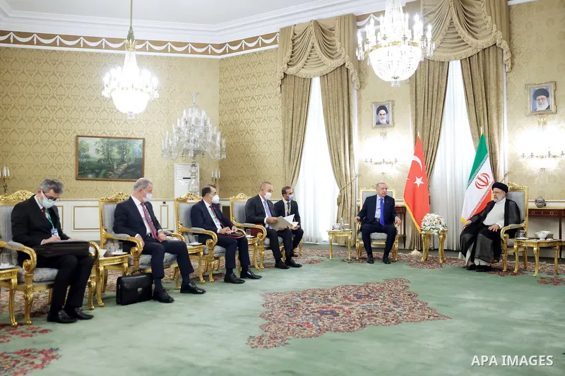 Iranian President Ebrahim Raisi meets with Turkish President Recep Tayyip Erdogan, in Tehran, Iran July 19, 2022. Photo by Iranian presidency