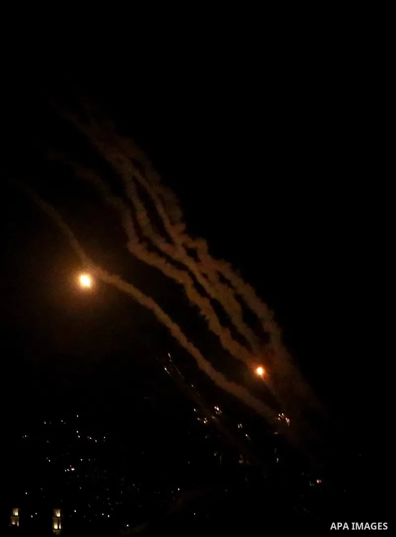 Rockets are launched from Gaza City, towards Israel on August 5, 2022. Palestinian militants fired rockets at Israel from the Gaza Strip this evening. The rocket fire come followed deadly air strikes by the Israeli milit...