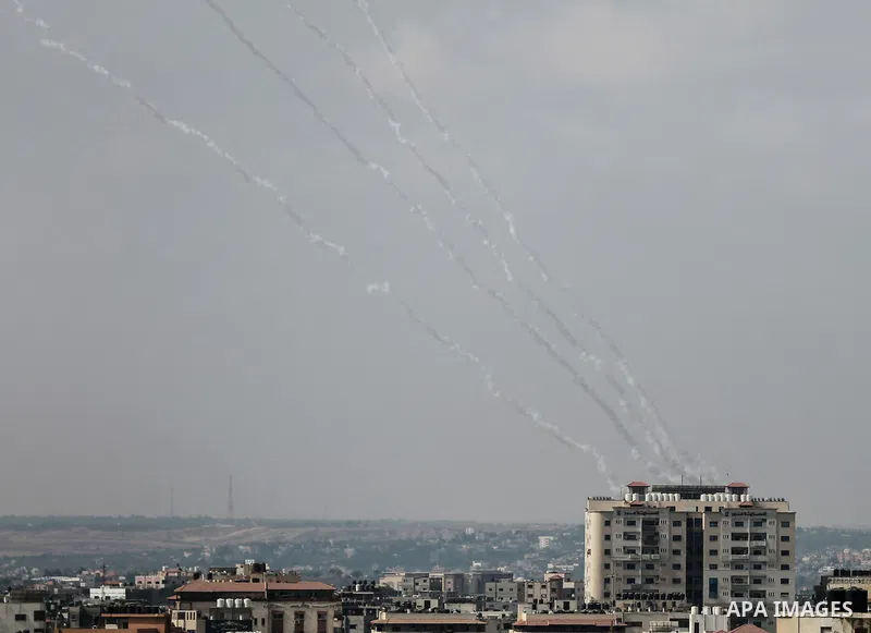 Rockets are launched from Gaza City, towards Israel on Gaza City on August 6, 2022. Photo by Bashar Taleb