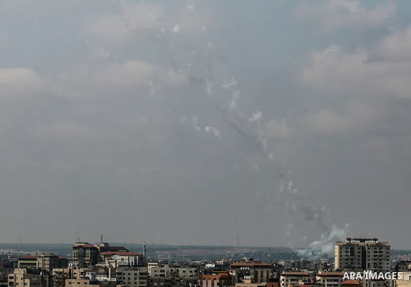 Rockets are launched from Gaza City, towards Israel on Gaza City on August 6, 2022. Photo by Bashar Taleb