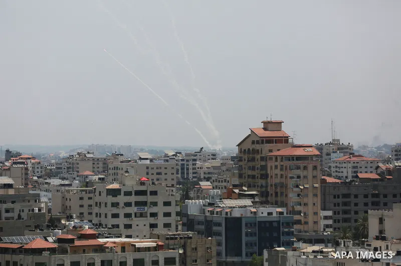 Rockets are launched from Gaza City, towards Israel on Gaza City on August 6, 2022. Photo by Bashar Taleb