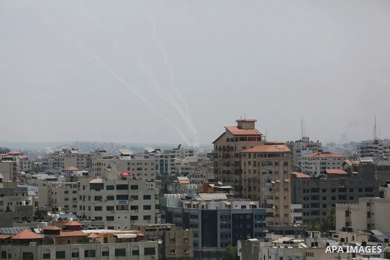 Rockets are launched from Gaza City, towards Israel on Gaza City on August 6, 2022. Photo by Bashar Taleb