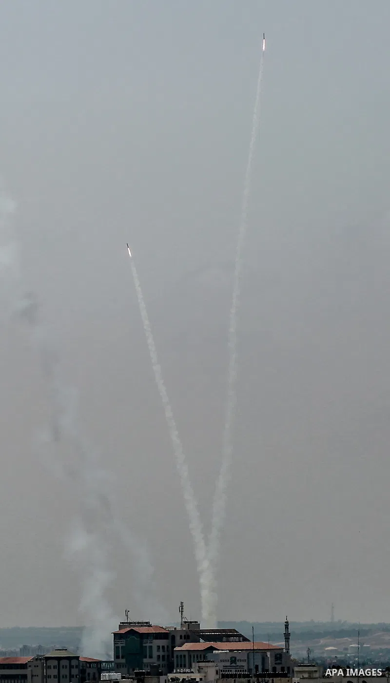 Rockets are launched from Gaza City, towards Israel on Gaza City on August 6, 2022. Photo by Bashar Taleb