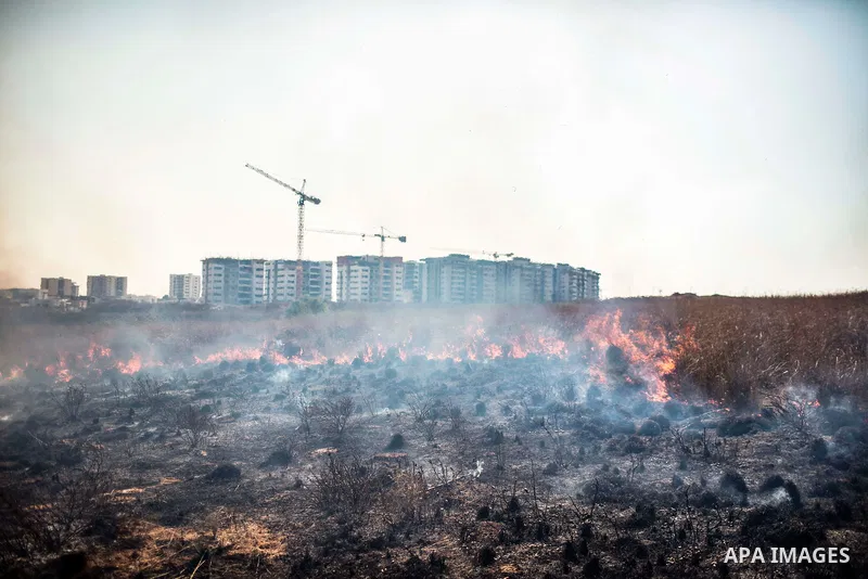 A fire breaks out after a rocket fired from Gaza Strip hit the Israeli city of Sderot on 06 August 2022. (Credit Image: Ilia Yefimovich/dpa via ZUMA Press/APAimages)